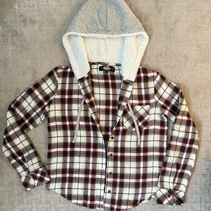 hooded burgundy flannel